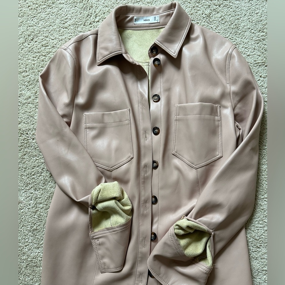 Trendy Faux leather button up